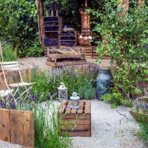 Rustic outdoor garden area