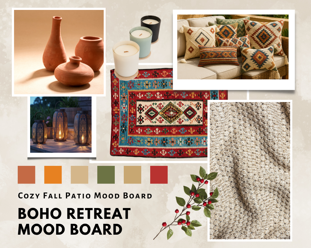 Cozy fall patio mood board - Modern Minimalistic