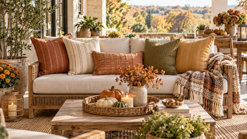 Patio dressed for fall - using the 3-5-7 Rule | Patio and Porch